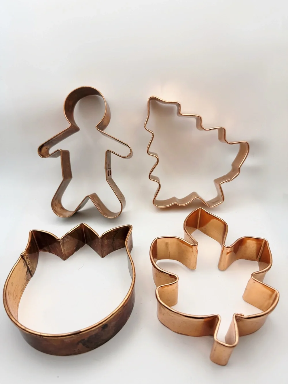 Oversized 6” X-Large Copper Cookie Cutter Set - Gingerbread, Tree, Tulip, Leaf
